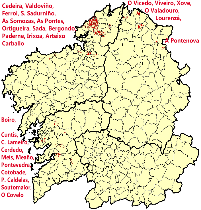 Mapa das fumigacins e concellos