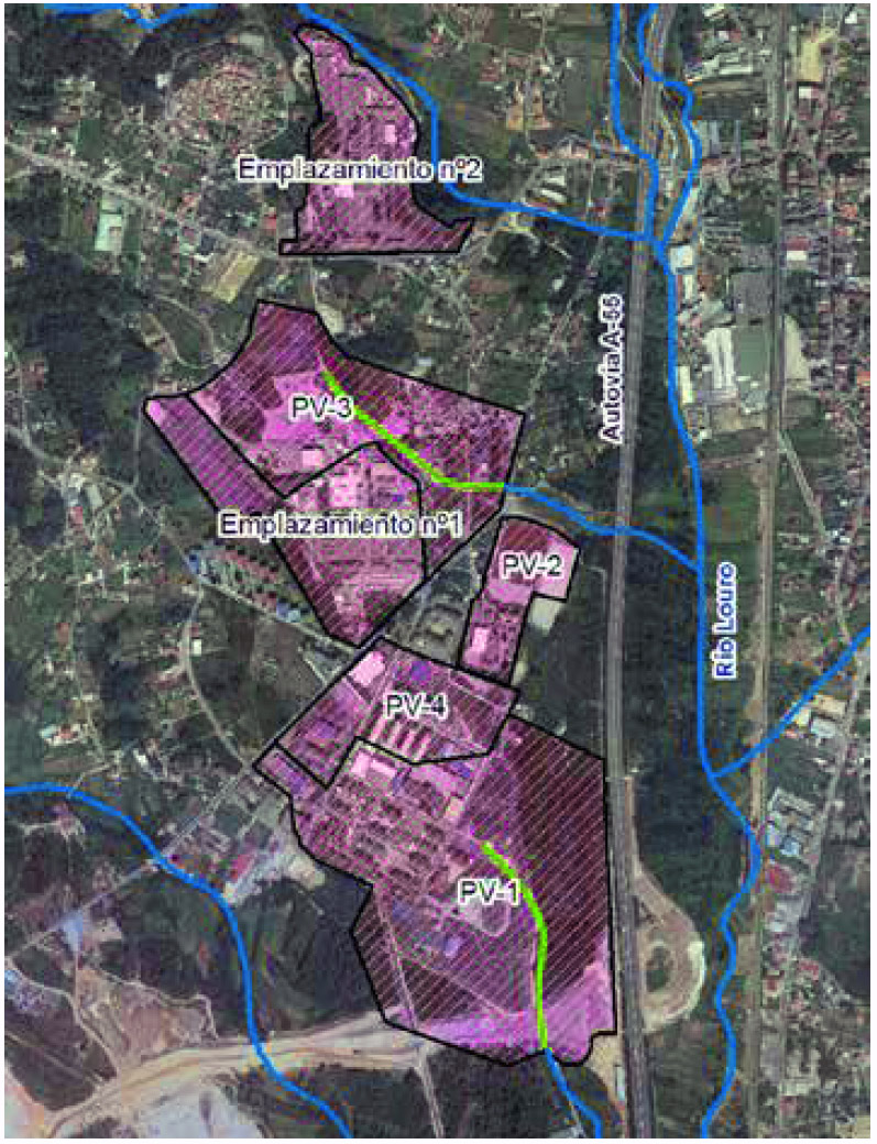 Mapa das terras contaminadas con Lindano no Porrio (fonte: Xunta)